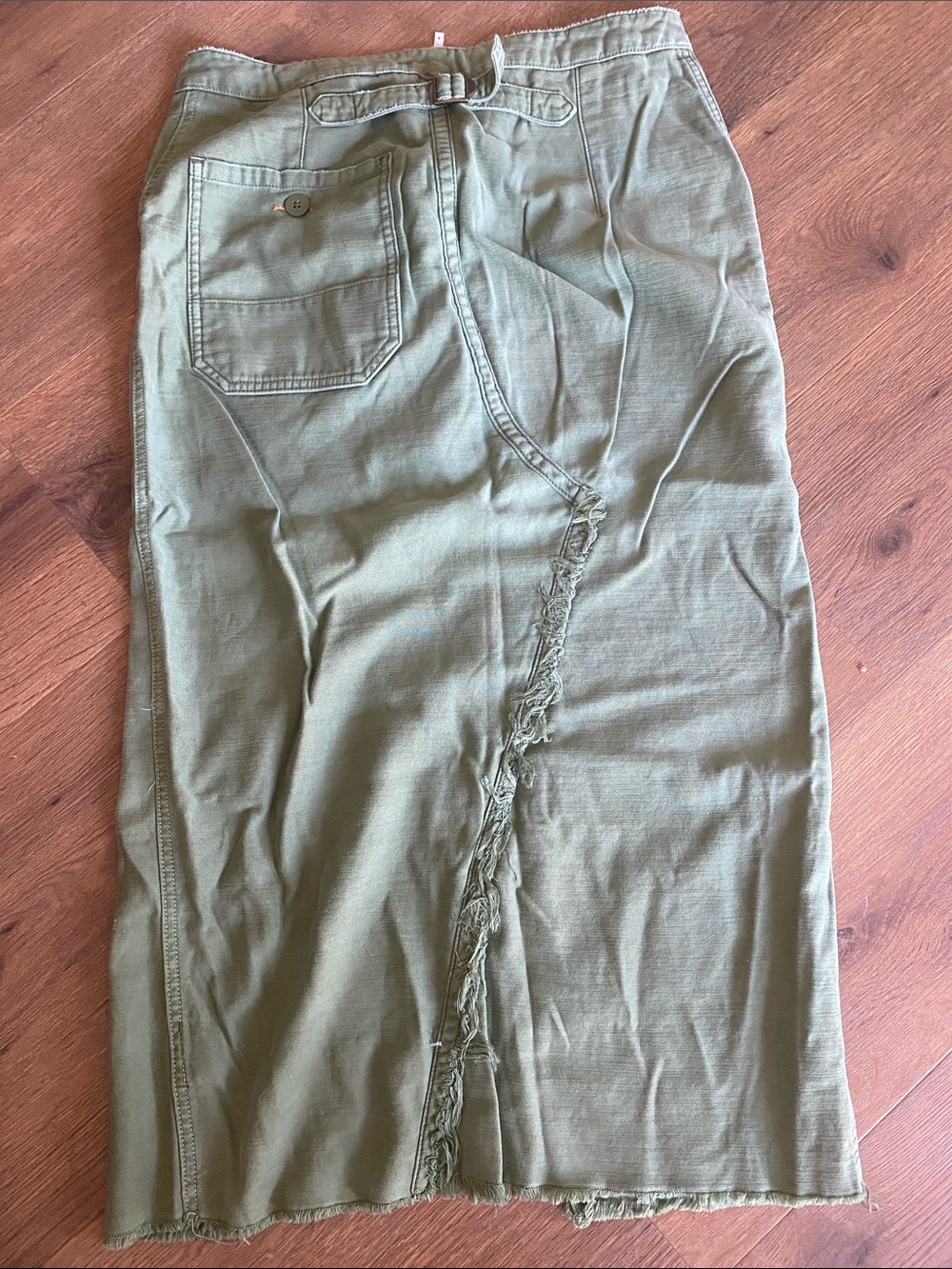 Free People Olive Green Patchwork Midi Skirt - Picture 4 of 7